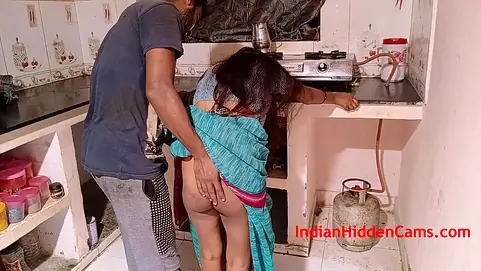 Indian Wife In Sari Cooking Husband Ask To Have Hot Sex