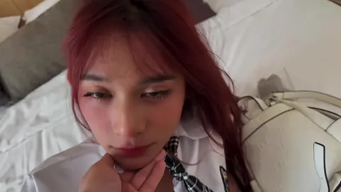 Thai college girl with big ass goes wild with Bashful deep throat and swallows every drop